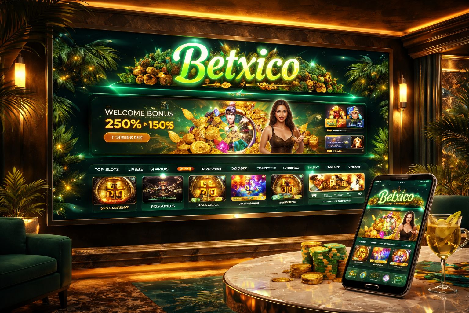 Página principal de Betxico Casino con juegos en vivo y tragamonedas para México